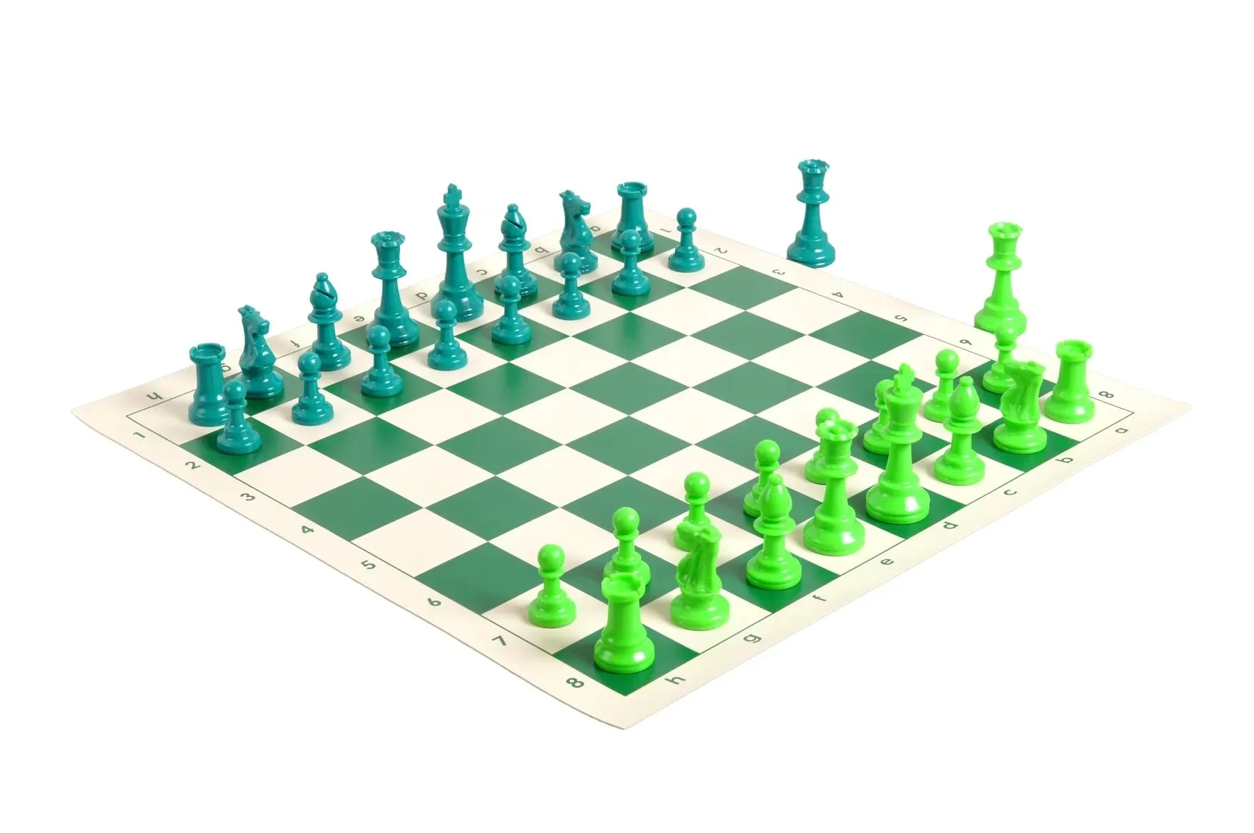 2 Player Chess Set Combination - Triple Weighted Regulation Colored Chess Pieces & Regulation Vinyl Chess Board