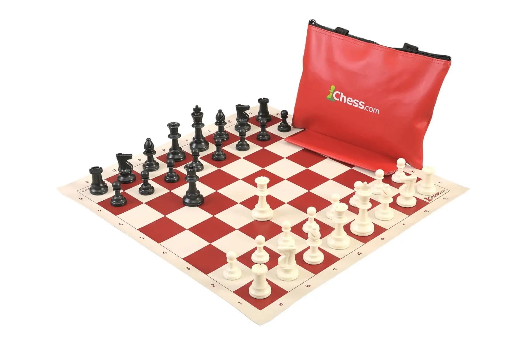 Chess.com Standard Chess Set Combination - Triple Weighted Regulation Pieces | Vinyl Chess Board | Standard Bag - Image 2