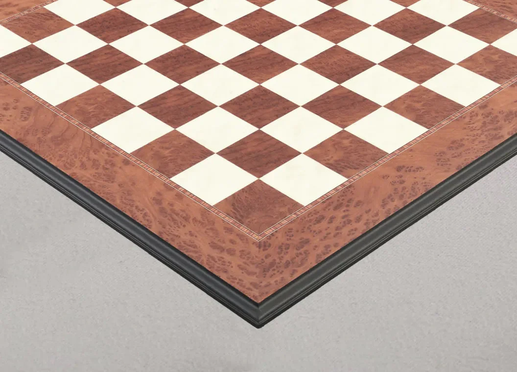 Elm Burl and Bird's Eye Maple Superior Traditional Chess Board - Image 2