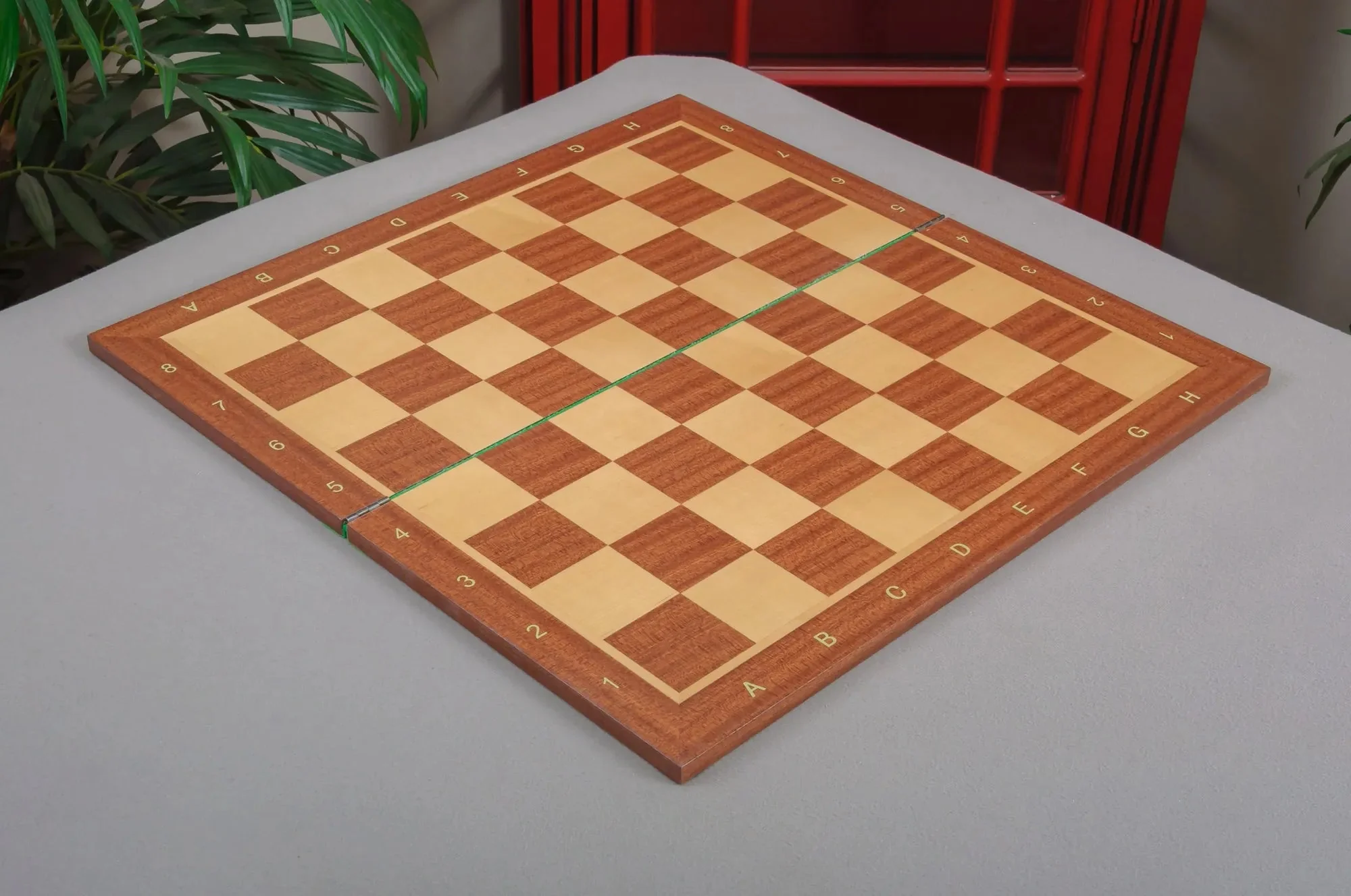 Folding Mahogany and Maple Wooden Chess Board - 2.25" With Notation - Image 2