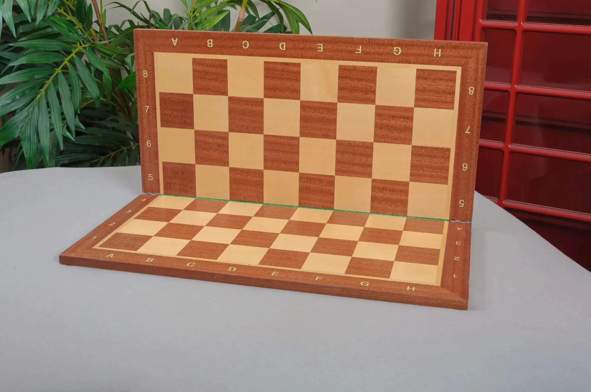 Folding Mahogany and Maple Wooden Chess Board - 2.25" With Notation - Image 3