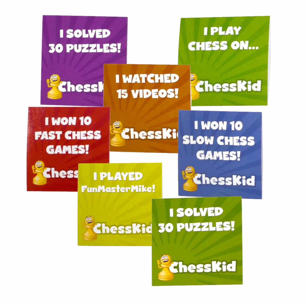 WSC - Chesskid Stickers 50 Pack - I Solved 30 Puzzles (Green)