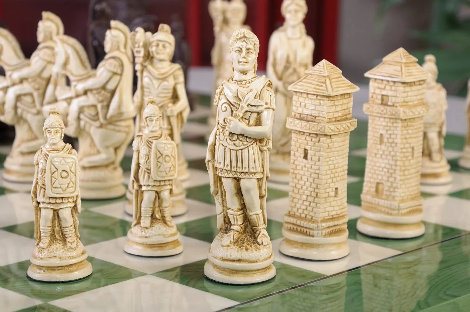 Roman Themed Chess Pieces - 4.25" King - Brown & Natural - Image 2