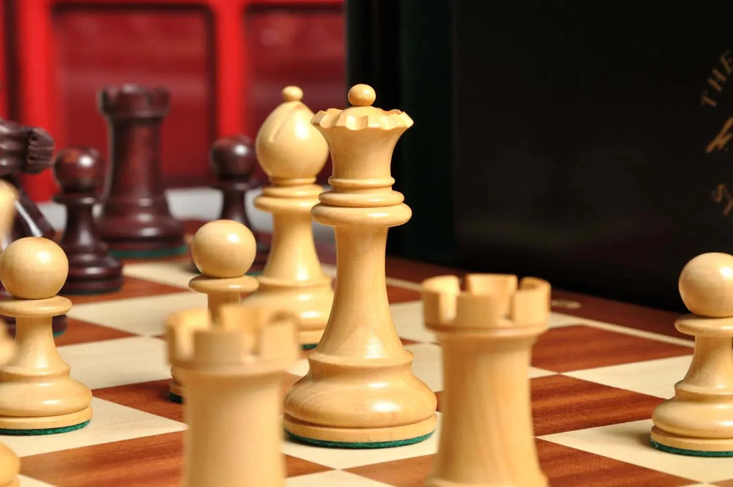 The Gilded Grandmaster Chess Set, Box, & Board Combination - 3.25" King - Rosewood Gilded & Boxwood - Image 8