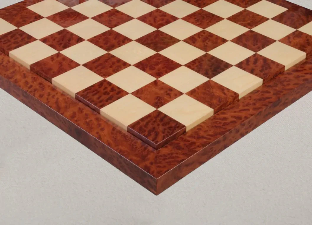 Vavona Burl & Maple Superior Contemporary Chess Board - 2.5" - Image 2
